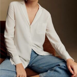 sezane florence cream silk shirt